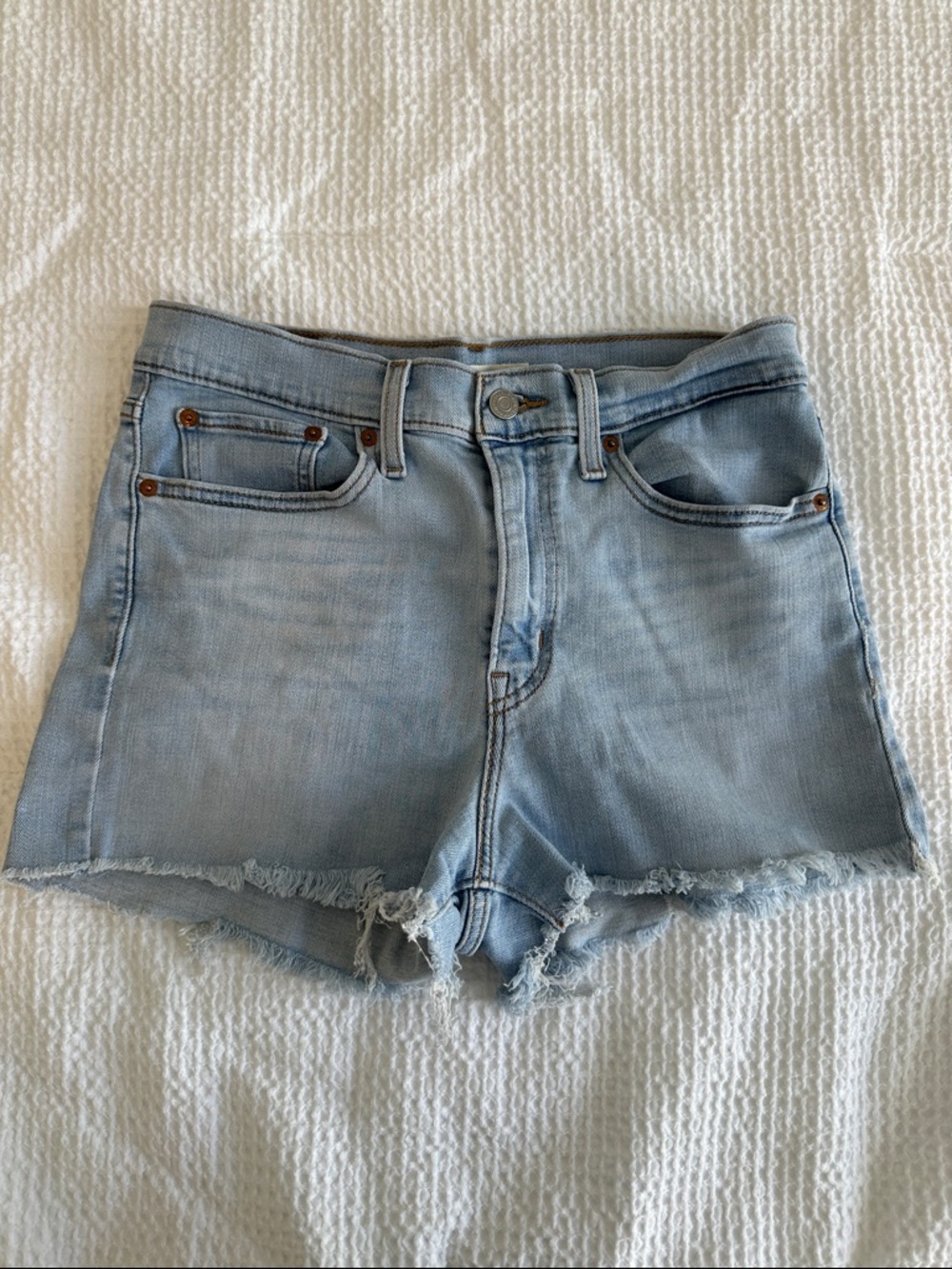 Levi's Light Blue High-Rise Cutoff Denim Shorts